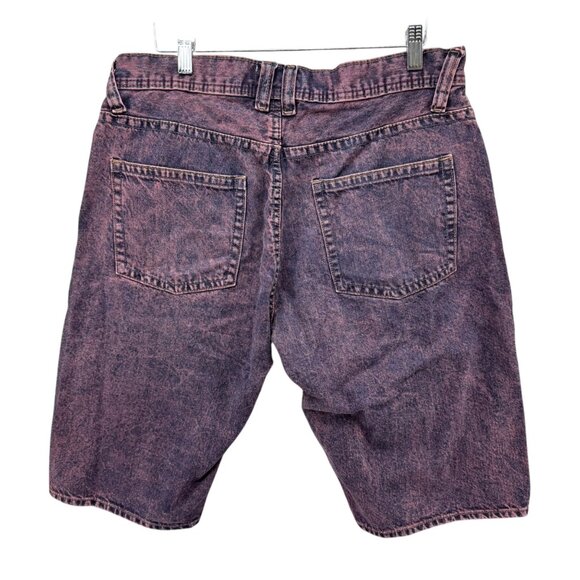 Worior Collection Jean Shorts Mens Purple Acid Wash Denim Button Fly 12" Size 34 - Picture 2 of 10